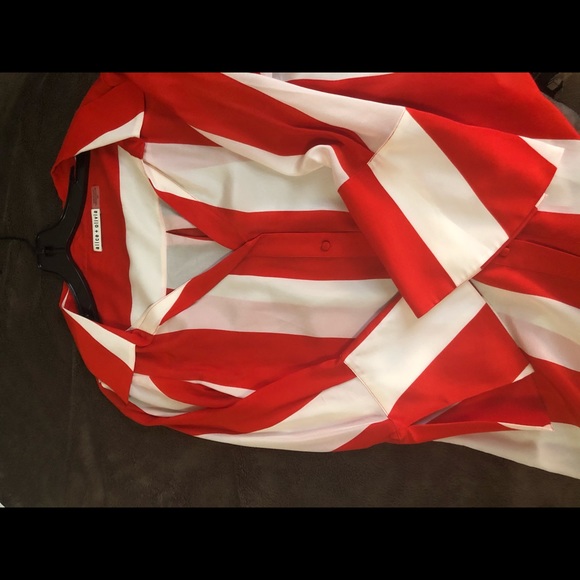 Alice & Olivia silk red and white striped top - Picture 7 of 9